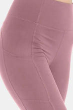 Mauve Wide Waistband High Waist Leggings with Side Pocket Woman Leggings