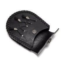 Black leather tassel keychain on Medieval Faux Leather Belt Coin Pouch