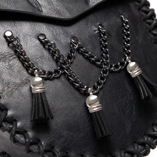 Black chain wallet chains with silver beads on Medieval Faux Leather Belt Coin Pouch