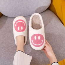 Melody smiley face cozy slippers with fluffy white design