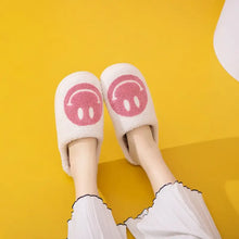 Melody Smiley Face Cozy Slippers with Plush White Design