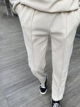 Men Beige Corduroy Tracksuit Set