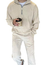 Men Beige Corduroy Tracksuit Set