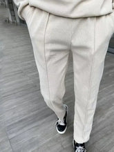 Men Beige Corduroy Tracksuit Set Mens Sets