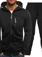 Men Gray Hooded Tracksuit with Orange Accents Two Piece Set Black