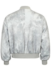 Gray Tie-Dye Patterned Bomber Jacket for Men