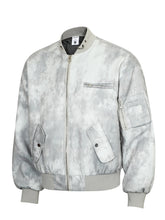 Gray Tie-Dye Patterned Bomber Jacket for Men