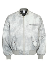 Gray Tie-Dye Patterned Bomber Jacket for Men White