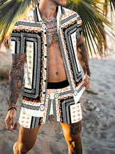 Men's Bandana Pattern Shirt and Shorts Two-Piece Set White