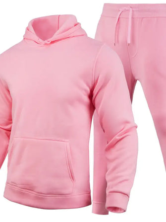 Mens Basic Hoodie and Sweatpants Two Piece Set Dusty Pink Mens Sets
