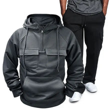 Mens Basic Style Hooded Pullover and Sweatpants Two Piece Set Dark Gray 3XL Mens Sets
