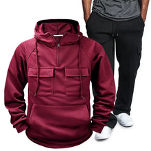 Mens Basic Style Hooded Pullover and Sweatpants Two Piece Set Mens Sets