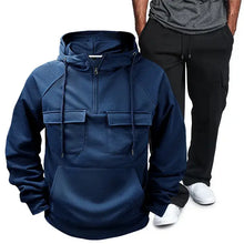 Mens Basic Style Hooded Pullover and Sweatpants Two Piece Set Mens Sets