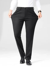 Mens basic style slim fit pants in black stretch fabric