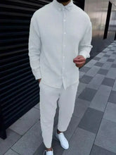 Mens Basic Style Two Piece Linen Suit Set White Mens Sets