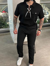 Mens Basic Two Piece Short Sleeve Outfit Set Black Mens Sets