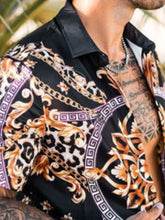 Mens Black and Gold Patterned Shirt and Shorts Set