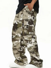 Mens camouflage cargo wide leg pants in digital camo print