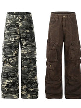 Men's Camouflage Cargo Wide Leg Pants Woman Sweatpants