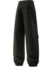 Mens cargo jogger pants in dark green with elastic waist and cinched ankles