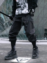 Men's Cargo Joggers with Zip Pockets Black Woman Sweatpants