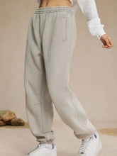 Light gray mens casual elastic waist cotton sweatpants with cuffs