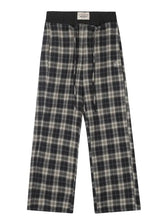 Mens classic plaid drawstring pants in black and white