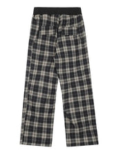 Mens classic plaid drawstring pants with elastic waistband