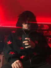 Men's Contrast Star Hooded Zip Up Hoodie Mens Tops