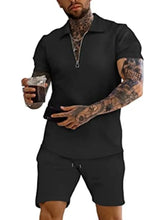 Mens Cotton Blend Two-Piece Short Sets in Multiple Colors Black