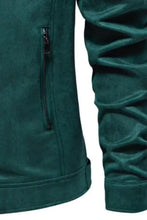 Men’s dark green suede long sleeve biker jacket with zipper and pocket