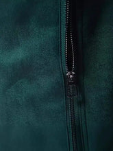 Mens dark green suede long sleeve biker jacket with zipper