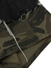 Men's Distressed Camo Trim Denim Bermuda Shorts Denim Shorts