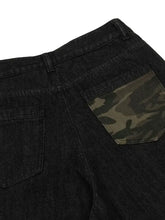 Men's Distressed Camo Trim Denim Bermuda Shorts Denim Shorts