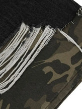 Men's Distressed Camo Trim Denim Bermuda Shorts Denim Shorts