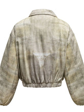 Distressed Paint Splatter Zip-Up Bomber Jacket for Men