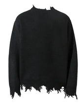 Mens distressed hem dark gray mock-neck sweater with star zipper