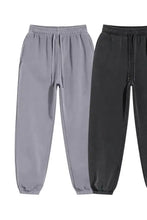 Mens drawstring joggers in gray black with elastic waistband