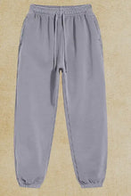 Light purple mens drawstring joggers with elasticated cuffs