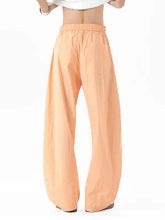 Mens elastic waist wide leg pants in peach palazzo style