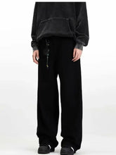 Men’s black wide-leg sweatpants with drawstring waist and subtle texture featuring embroidered palm tree design