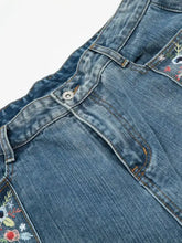 Men's Floral Trim Wide Leg Denim Shorts Denim Shorts