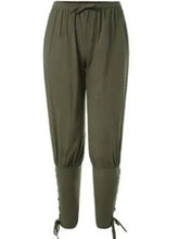 Loose-fitting olive green plus size drawstring joggers with ankle lace-up