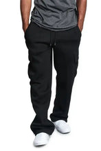 Men’s plus size black cargo drawstring pants with pockets