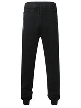 Black plus size drawstring pants with zippered pockets for men
