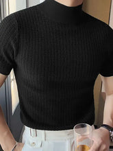 Men's Full Size Mock Neck Short Sleeve T-Shirt Plus Size Black Mens Tops