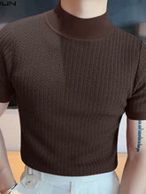 Men's Full Size Mock Neck Short Sleeve T-Shirt Plus Size Coffee Brown Mens Tops