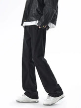 Men’s black corduroy relaxed fit jeans with straight leg and subtle vertical ribbing in full plus size