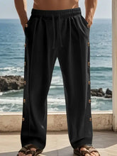 Men's Full Size Side Button Wide Leg Pants Plus Size Woman Sweatpants