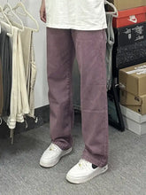 Men’s purple corduroy loose fit straight-leg pants designed as full size wash loose fit jeans plus size